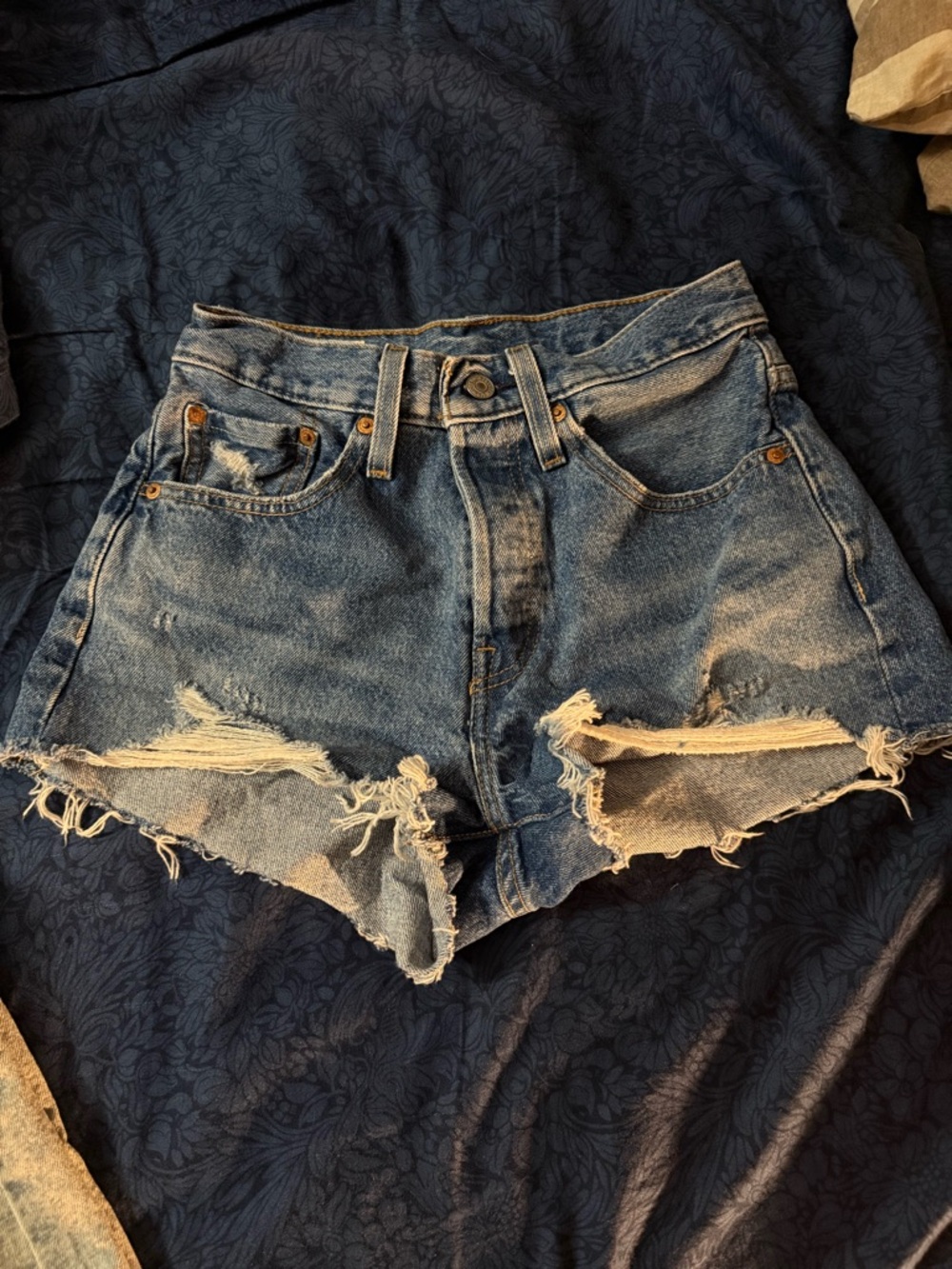 Levi's Distressed Blue Denim Cutoff Shorts